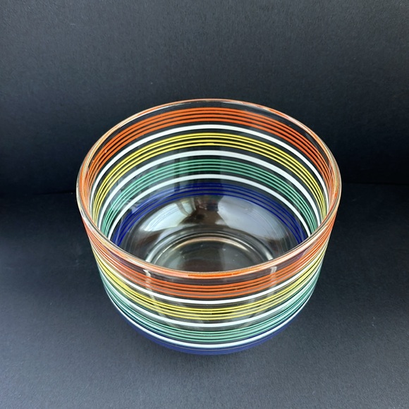 Rainbow Striped Glass Bowl Ice Bucket 6” EUC - Picture 14 of 14